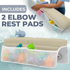 Comfortable Baby Bath Kneeler and Elbow Rest Pad Set – Thick Memory Foam Bath Kneeling Pad with Elbow Support – Baby Bathtub Cushion with Toy Organizer for Bathing Infant or Toddler - Beige