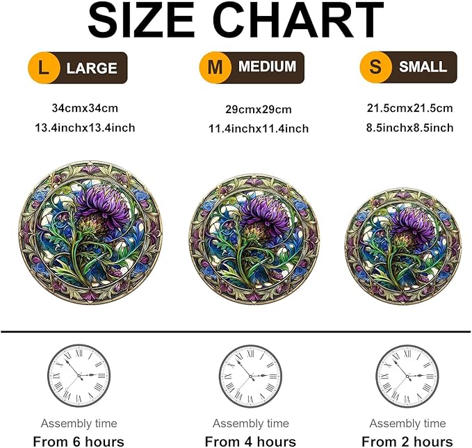 KAAYEE Wooden Jigsaw Puzzles-3D Visual Effect Scotch Thistle Wooden Puzzle Adult Unique Shape Wooden Puzzle Wooden Jigsaw Puzzle for Adult,Puzzle for Adults,Family Puzzles (S-8.5 * 8.5in-100pcs)