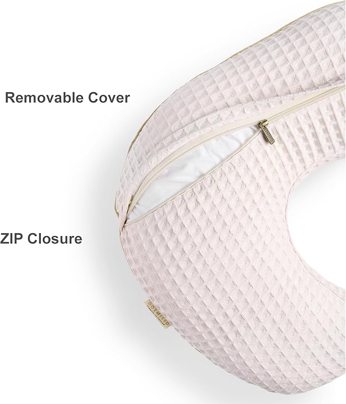 Organic Cover for Nursing Pillow • Premium Quality 100% Cotton Oeko-Tex Standard • Cover for Breastfeeding and Bottle Feeding Pillow • Soft and Breathable • Only Cover (Lilac waffle)