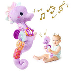 Sumobaby Infant Baby Musical Stuffed Animal Activity Soft Toys with Multi-Sensory Crinkle, Rattle and Textures, for Tummy Time Newborn 0-3-6-12 Months Boys, Girls, Seahorses, Purple