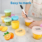 WILLDAN Glass Baby Food Storage Jars w/Lids (4 oz, 24 Pack Set) Snack, Puree, Reusable Small Containers, Breast Milk, Fridge or Freezer, Microwave & Dishwasher Safe, Essential Must Have for Infants