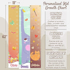 Personalized Kids Growth Chart - 12 Designs, 13oz Vinyl Height Measurement ft. cm, inches Chart for Toddlers - Ruler for Kids