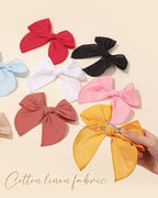 Doboi 8PCS Baby Girls Hair Clips Fable Hair Bows Cotton Linen Bows for Girls Hair Accessories for Baby Toddlers Kids
