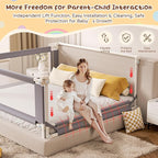 3-Piece Twin Size Bed Rail for Toddlers - Adjustable Baby Bed Rail Guard, Kids Safety Bed Rail for Twin Size Bed (74.8"x74.8"x39"-Purple)