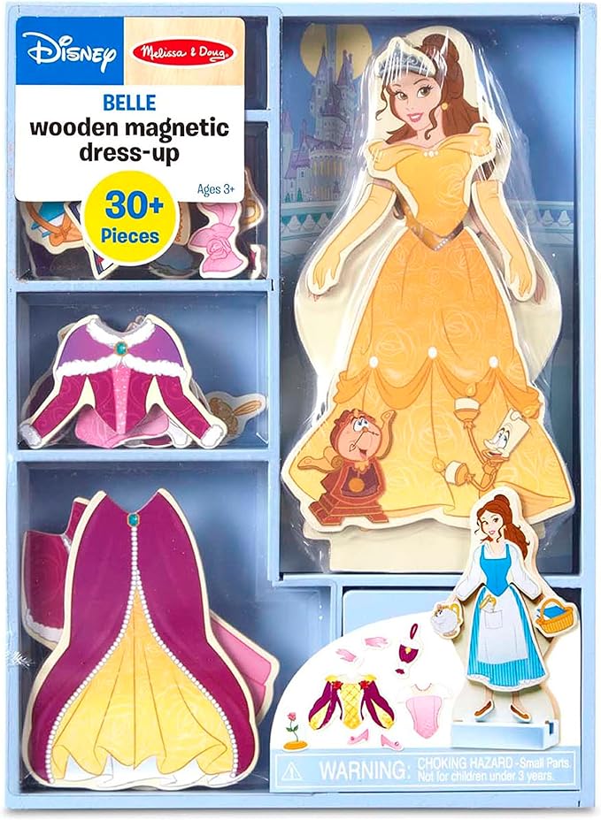 Melissa & Doug Disney Belle Magnetic Dress-Up Wooden Doll Pretend Play Set (30+ pcs)