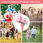 BOMOCO Bubble Gun,125 Holes Bubble Machine Bubbles for Kids Age 3-12,Bubble Blaster Gun with Bubble Solution Summer Outdoor Bubble Toys Birthday Wedding Halloween Party Favors Gifts Bubble Maker,Pink