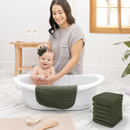 Comfy Cubs Muslin Baby Washcloths 10 Pack - Soft 6-Layer Cotton Wash Cloths for Sensitive Skin - 10"x10" Large, Gentle, Absorbent Infant Essentials for Newborn and Toddlers - Kelp