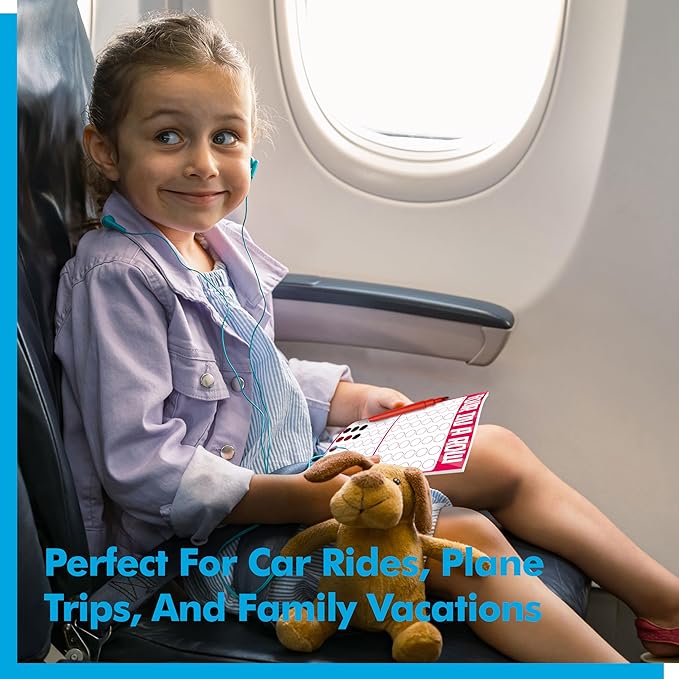 Road Trip Game Pad, 80 Tear-Off Sheets 5 Classic Games in 1 Pad, Dots & Boxes, Tic-tac-Toe, Categories, Plane Travel, Car Trip Activity, Pen Pencil & Paper Game for Kids, Adults (4” x 6”)