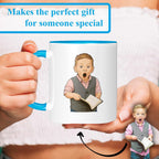 Personalized Coffee Mug, Custom Drawing Portrait Gift, Funny Customized Coffee Gift for Men & Women, Custom Mugs with Pictures, Light Blue 11oz Father's Day Mug
