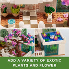 Botanical Garden Building Set, Flower Glass House Building Block Set with Luminous - 732 PCS Greenhouse Buiding Toy with Flowers Potted Plants Bunny Animals Model Xmas Gift for Adults Teens
