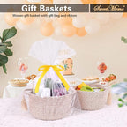 Small Soft Organizer Baskets，Decorative Mini Round Woven Rope Storage Bin Empty Gift Baskets for Man，Office, Desk Decor, Gifting, Kids, Toys, Pre Shaped, Brown, 2 Pack