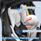 3in1 Baby CarSeat Head Support for Infant, Reversible Soft Infant Car Seat Insert Newborn Boy Girl, Breathable Cotton Head Body Support Pillow Cushion,Stroller,Swing,Bouncer,Baby Registry,Grey