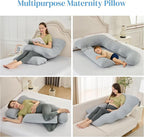 Pregnancy Pillow for Sleeping,U Shaped Full Body Maternity Pillow with Removable Diamond Quilted Cool Fabric,Support for Back,Belly,HIPS for Pregnant Women,Side Sleeper, Warm Cushion, 51 Inch