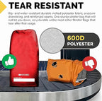 ONGUARD Waterproof Single and Double Stroller Bag for Airplane - Travel Stroller Cover for Air Travel and Storage - Gate Check Bag Backpack- Baby Airplane Essentials - Red