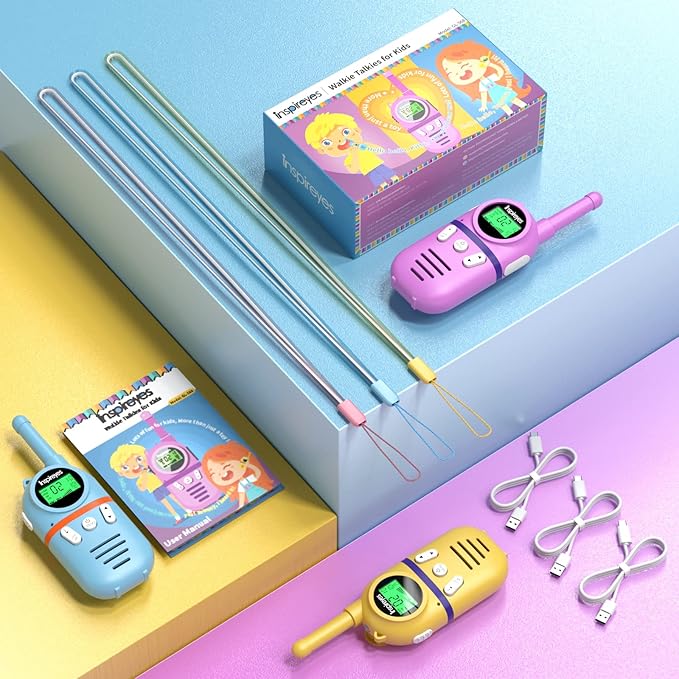 Walkie Talkies for Kids Rechargeable,Toys for Boys and Girls Ages 3-12, 2 Pack Long Range 2-Way Radios, Birthday Gifts,Christmas Stockings, Outdoor Play, Family Games, Hiking Camping Gear