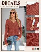 3 Pack Women's Maternity Nursing Tops, V Neck Breastfeeding Sweaters Long Sleeve Hidden Zipper Shirts