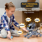 Top Race Robot Dog Toy - Interactive Fun and Educational STEM Remote Control Robot Toy for Kids - Dances, Sits, Stands, Barks, Walks - Rechargeable - Plastic Pet Robot - Dark Grey