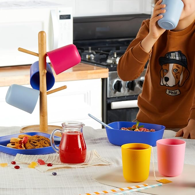 SUGARCANE Kids Cups 10 oz - 5 Pack, USDA & LFGB Certified Toddler Cups - BPA Free - Dishwasher Safe, Reusable, Unbreakable - Multi