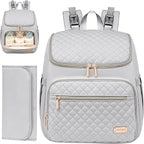 Weitars Diaper Bag Backpack Large Baby Diaper Bag with Changing Pad Travel Diaper Backpack,Baby Bag for Boys Girls,Stroller Straps,5 Insulated Pockets (Gray)