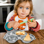 Stainless Steel Plates for Kids, Toddler Plate, Non Toxic Baby Dinnerware, BPA-Free Feeding Tray, Durable, Easy to Clean, Compatible with Dishwasher, Freezer, Microwave