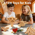 STEM Wooden Building Blocks -Mortise and Tenon Assembled into 15+ Shapes, Educational Toys Gift for Kids and Classroom,DIY Building Toys for Ages 5+ and Adults (15 in 1)