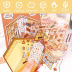 DIY 3D Sticker Scene 4 Sets of Scene Stickers Make Your Own Mini Shop Sticker Cute Miniature Cartoon Therapy Stickers for Kids Adult