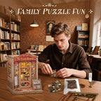 CUTEBEE Book Nook Kit - DIY Miniature House Dollhouse Kit for Adults and Teens, Booknook Tiny House Bookshelf Decor 3D Wooden Puzzle, Gifts for Family Friends (Drama Bookshop)