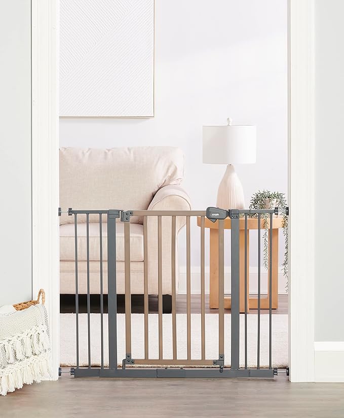 Regalo Insight™ Baby Safety Gate, Includes Clear Door, Extension Kit, Pressure Mount Kit, Wall Cups and Mounting Kit