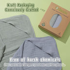 Hooded Baby Bath Towels for Newborn, 2 Pack 100% Cotton 32x32Inch Baby Bath Towel with Hood for Babies, Infant, Toddler and Kids, Soft and Absorbent Newborn Essential (Green and Grey)