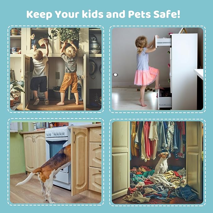 Baby Proofing Cabinets, Sliding Cabinet Locks for Babies, Adjustable U Shaped Baby Safety Locks, Childproof Cabinet Latch for Kitchen, Bathroom, Drawer, Cupboard Doors Knobs & Handles (6 Pack Black)