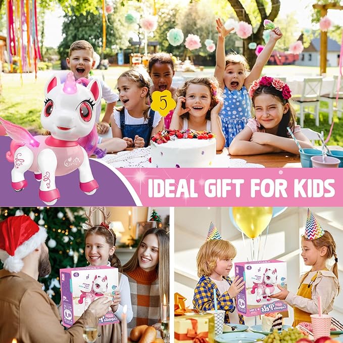 Unicorn Toys for Girls Age 4-6: Robot Pets for Kid Remote Control Robot Toy for Ages 5-7 Robot Toys for Kids 8-12 Birthday Gifts for 3 4 5 6 7 8 Year Old Girl, Pink