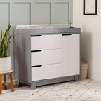 Babyletto Hudson 3-Drawer Changer Dresser with Removable Changing Tray in Grey and White, Greenguard Gold Certified