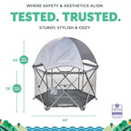 Baby Delight Go with Me Eclipse Deluxe Portable Playard | Playpen | Sun Canopy | Indoor and Outdoor | Ultra Padded Nylon Floor | Elephant Grey