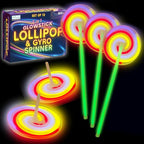 ArtCreativity Lollipop Glow Sticks for Kids - Set of 12 Spinner Light Up Sticks - Halloween Glow Stick Light Up Party Favors - Glow in The Dark Accessories