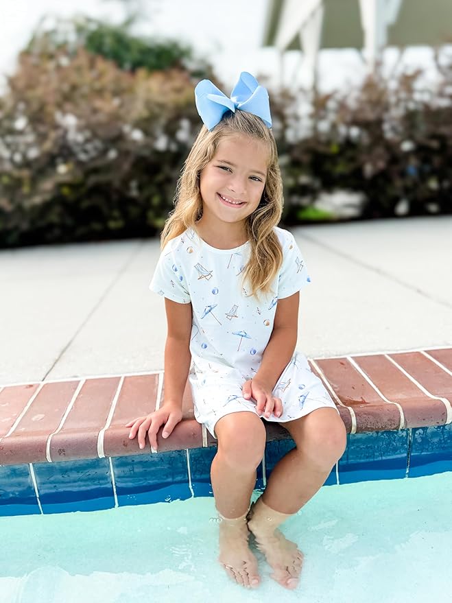 Wee Ones Girls' Plain Wrap Classic Grosgrain Hair Bows on a WeeStay No-Slip Hair Clip, Handmade, King, Millennium Blue