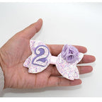 Birthday Hair Bow for Baby Girls 1 2 3 4 5 6 Years Sprinkle Decorations Party Hair Accessories for Two 2nd Birthday Purple Rose