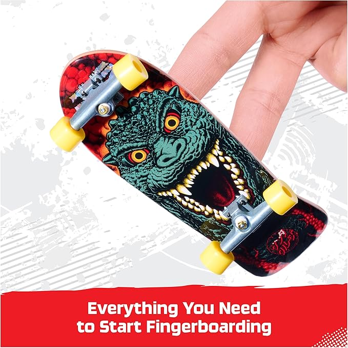 TECH DECK, Godzilla Sk8shop Fingerboard Bonus Pack, Collectible and Customizable Mini Skateboards, Kids Toys for Ages 6 and up