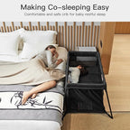 2 in 1 Portable Travel Crib for Toddler, Foldable Crib for Baby, Lightweight Playpen Collapsible Playard with Soft Mattress, Easy to Carry Baby Travel Bed for Outdoor, Indoor (Black)