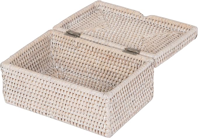 La Jolla Rattan Storage Box for Wet Wipes, Jewelery and More (White-Wash)