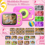 Kids Camera Waterproof, IP68 Underwater Camera for Kids Aged 3-12, HD Kids Digital Camera with 1080P Video Recording, Durable ABS Material, Pool Toys for Boys Girls with 32GB Card (Pink)