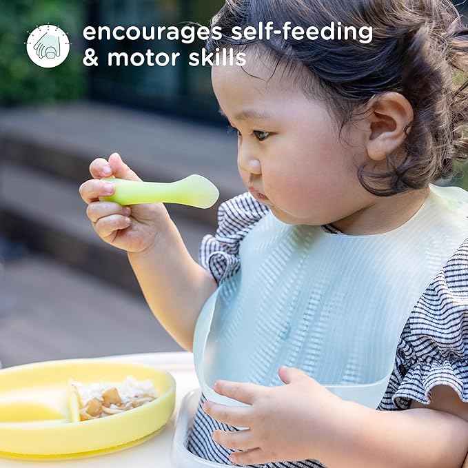 Olababy 100% Silicone Soft-Tip Training Spoon for Baby Led Weaning 2pack