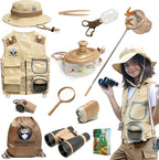 Kids Bug Catching Kit - Complete Explorer Kit with Safari Vest, Hat & More - Cute Dress-Up Safari Costume, or Zoo Keeper - Outdoor Explorer Set & Bug Toys for 3-7 Year Old Boys Girls + Adventure Book