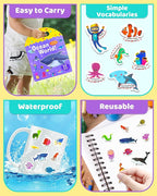 Benresive Reusable Sticker Book for Toddlers 2-4 Years, Fun Travel Stickers for Kids, Waterproof Sticker Books for Toddlers 1-3, Crafts Activities for Todddlers 1-3 2-4 3-5 - Ocean World