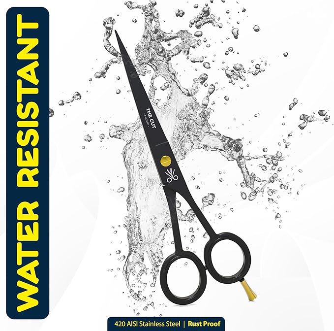 The Cut Factory- 6.5” Professional Hair Scissors & Tweezers - High Carbon 420 Stainless Steel Hair Cutting Scissors, Ultra-Sharp Barber Shears for Salon & Home, (BLACK)