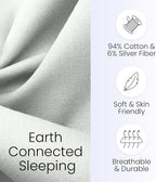 Hooga Grounding Sheet, Organic Fitted Grounded Sheet for Improved Sleep, Pain Relief - Earth Connected Bedding 60”x80”x15” Queen Size, Pure Silver Fiber and Cotton, Grounding Cord Included. Off White