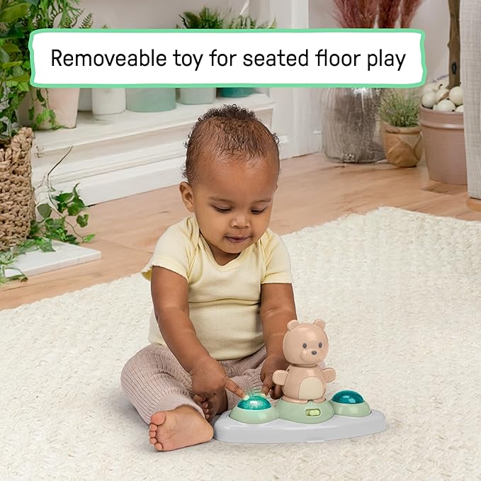 Ingenuity Spring & Sprout 2-in-1 Baby Activity Center Jumper and Table with Infant Toys - Ages 6 Months +, First Forest in Pink