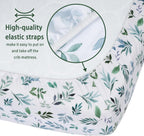 Baby Crib Sheets for Boys Girls, 2 Pack Fitted Crib Sheet for Standard Crib and Toddler Mattress, Soft Microfiber Baby Sheet 52x28x8in (Leaf & Green)