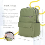 RED ROVR Roo Lightweight 1 LB Diaper Bag Backpack | 11 organizational pockets| Durable & Water-Resistant (Moss)