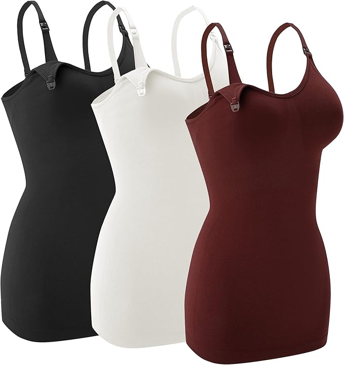 Nursing Tank Tops for Breastfeeding - Pregnancy Must Haves Maternity Camisoles with Built in Bra