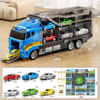 Toddler Boys Toys for 3 4 5 6 Years Old, Truck Vehicle Set with Play Mat and Die-Cast Toy Car, Transport Carrier Truck for Kids, Birthday Gifts Toys for 3 4 5 6 7 8+ Year Old Boys